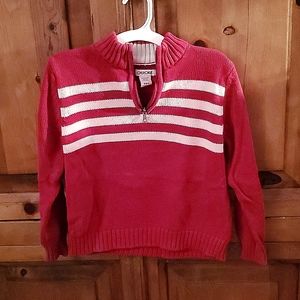 CHEROKEE BOYS SWEATER. Size 6/7. Color RED with off white stripes.100% cotton.